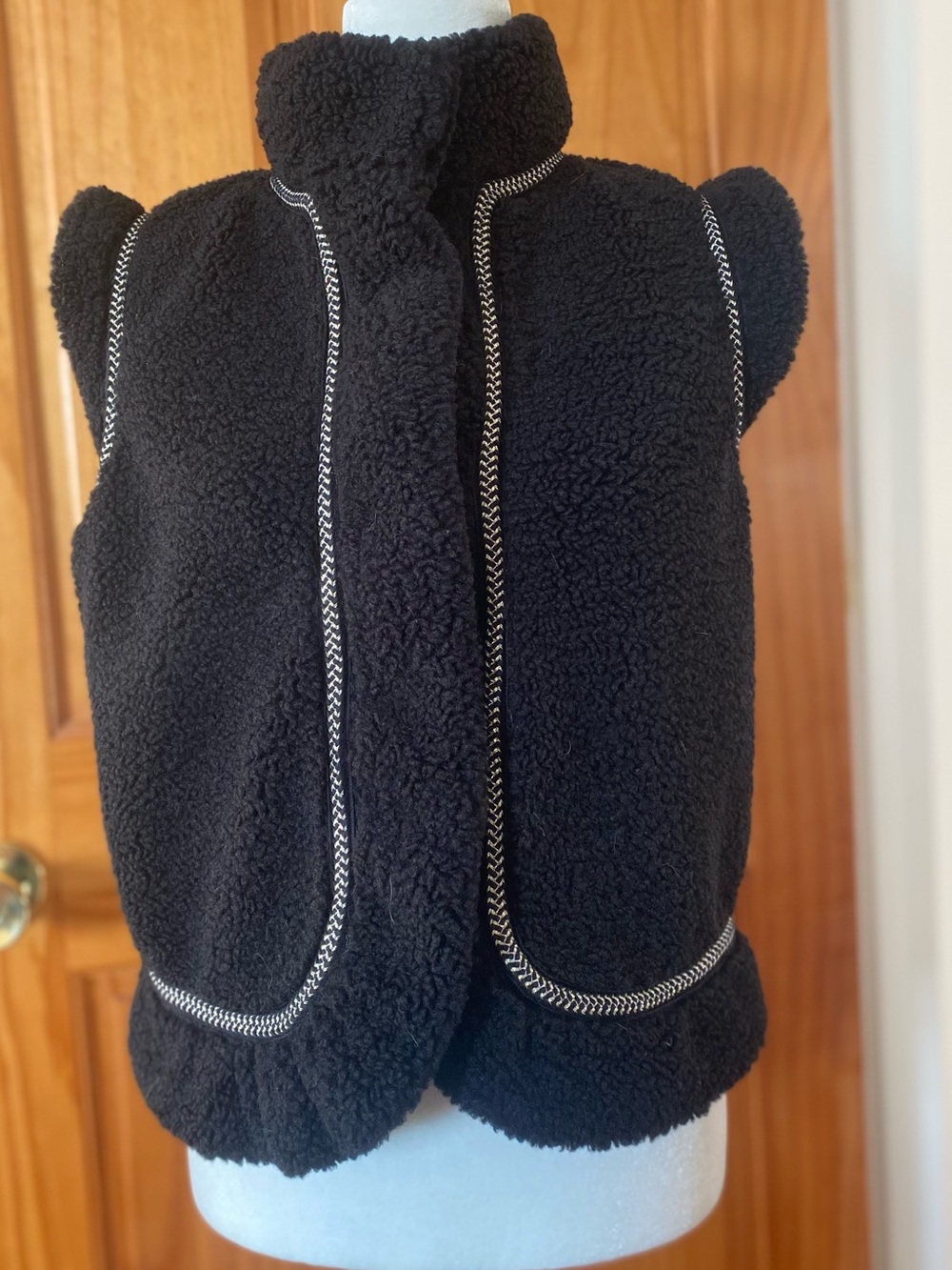 G by Giuliana Black Label XXS Black Sherpa Fleece Snap Front Vest